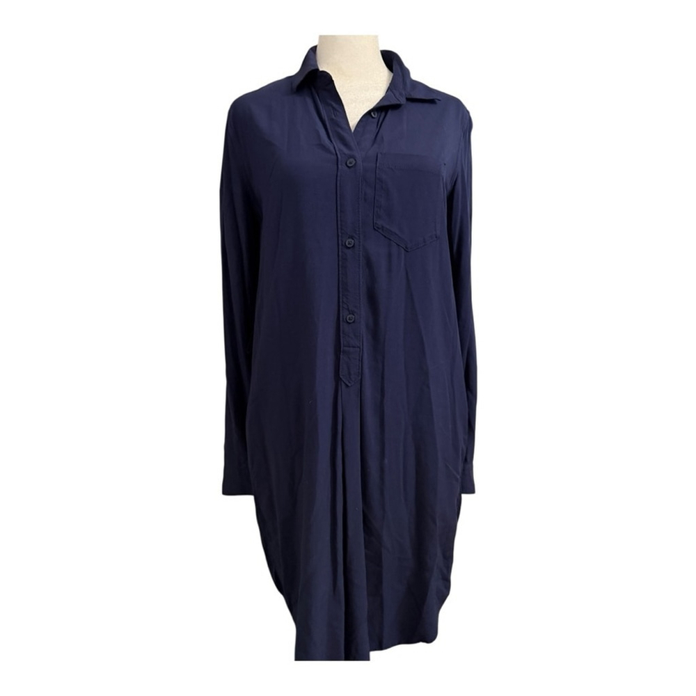 GAP Navy Blue Shirt Dress Classic Button-Down Style Size XS Relaxed Fit